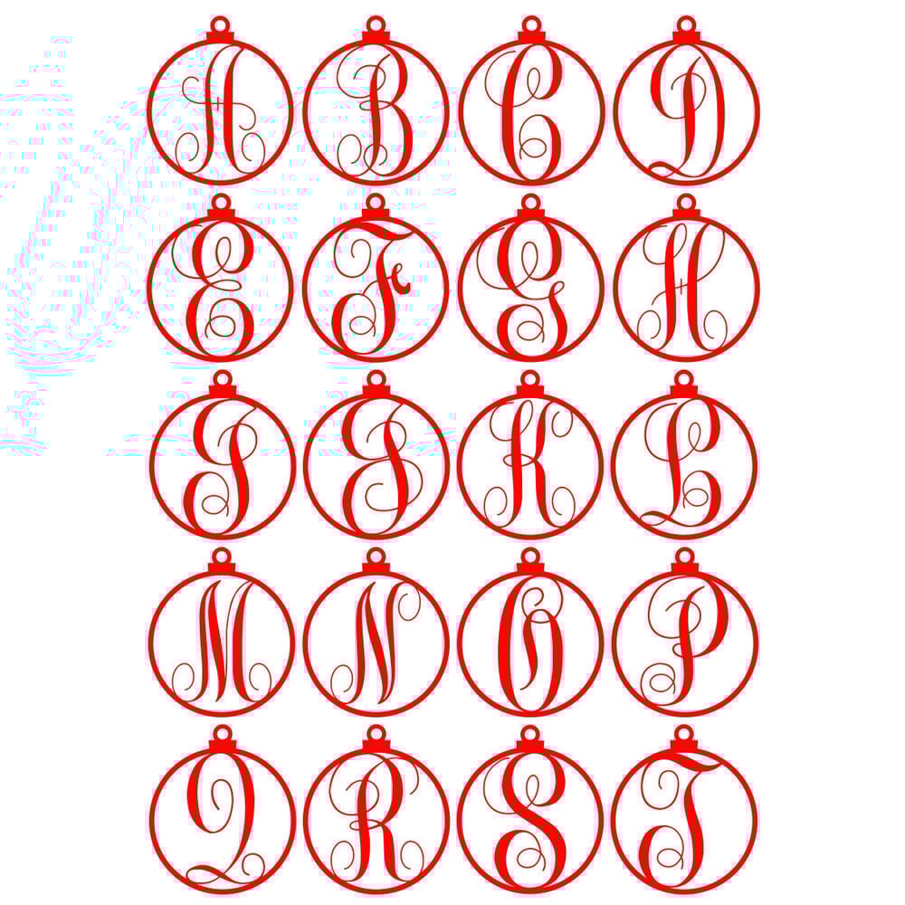 Monogram SVGDXFPNG Alphabet, Christmas Ornament Letters Alphabet, Digital Download, Cut File, Sublimation, Clip Art, 26 svgdxfpng files - 3.jpg