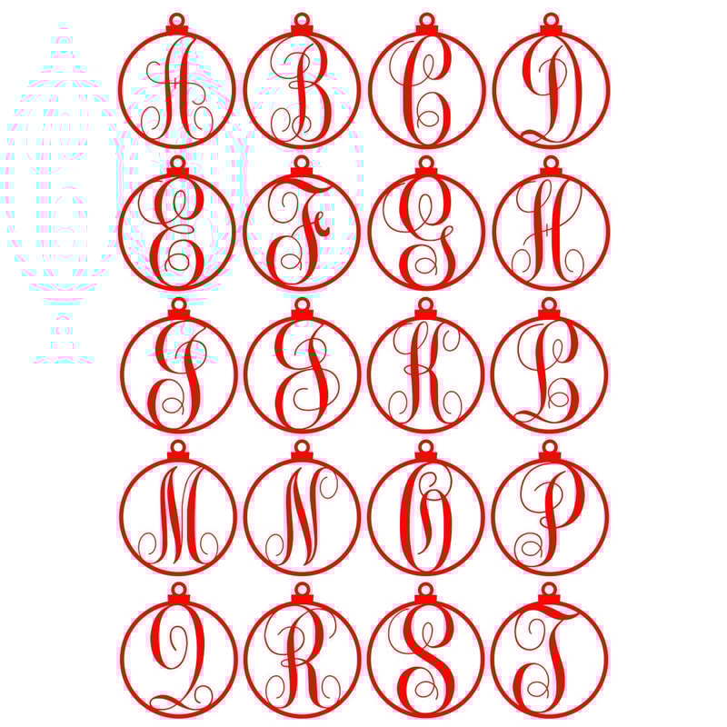 Monogram SVGDXFPNG Alphabet, Christmas Ornament Letters Alphabet, Digital Download, Cut File, Sublimation, Clip Art, 26 svgdxfpng files - 3.jpg