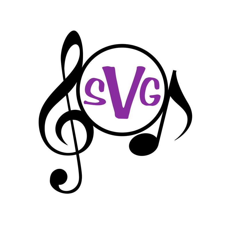 Music Monogram SVG, Music Notes SVG, Monogram Frame, Digital Download, Cut File, Sublimation, Clip Art (includes svgpngdxf file formats) - 2.jpg