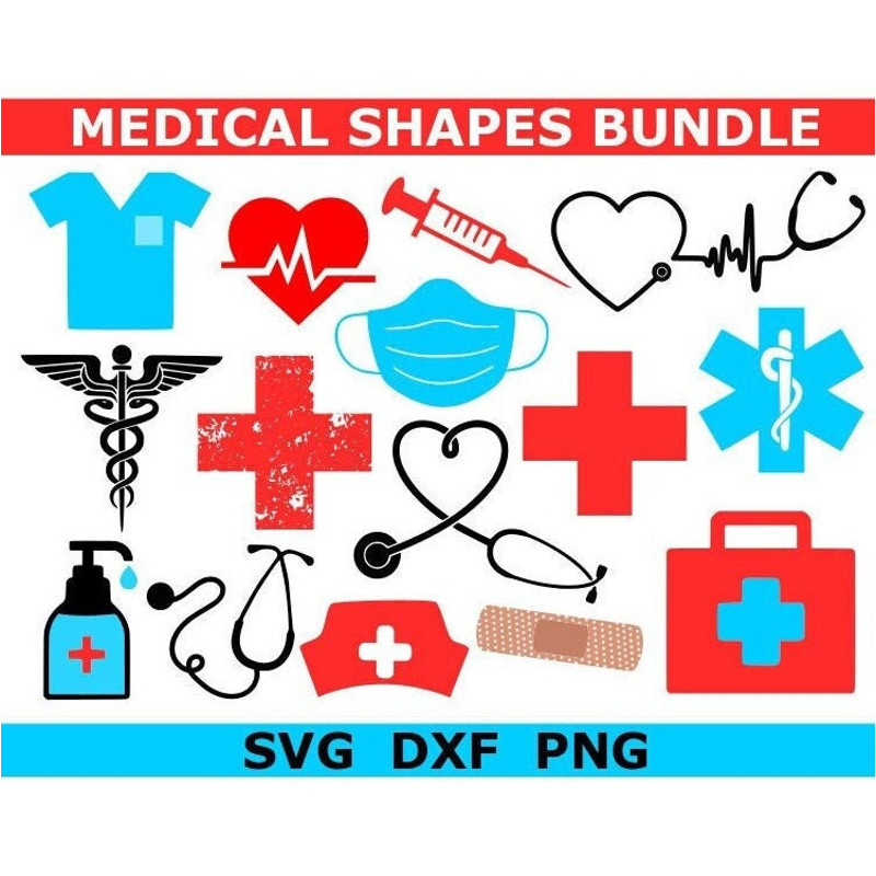 Medical SVG Bundle, Hospital SVG, Medical PNG, Digital Download, Cut Files, Sublimation, Clipart (includes 15 individual svgpngdxf files) - 1.jpg