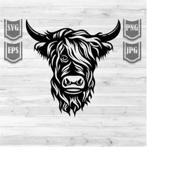 highland cow illustration || svg file || highland cow png || cow head svg || highland cow head svg || highland cow clipa