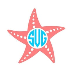 starfish svg, starfish monogram frame svg, beach svg, digital download, cut file, sublimation, clip art (includes svgdxf