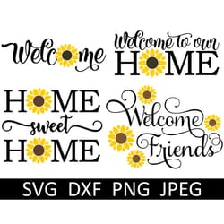 sunflower sign svg, welcome svg, welcome door sign svg, digital download, cut files, sublimation, clipart (4 svgpngdxfjp