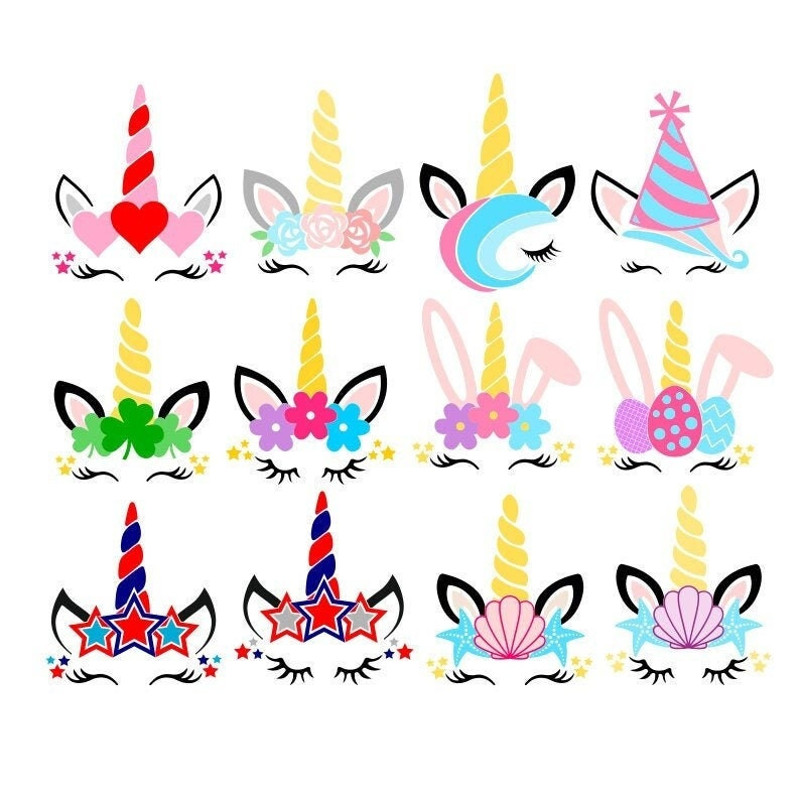 Unicorn SVG Bundle, 12 Unicorns, Unicorn SVG, Digital Download, Cut Files, Sublimation, Clip Art (includes 12 svgpngdxf file formats) - 1.jpg