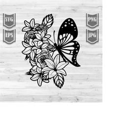 butterfly in a flower || svg file || butterfly clipart || floral svg || flowers svg || insect svg || butterfly clipart |