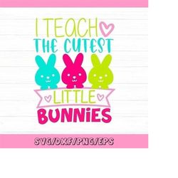 i teach the cutest little bunnies svg, easter svg, teacher easter svg, easter bunny svg, silhouette cricut cut files, sv