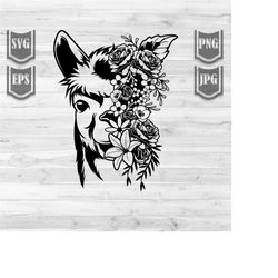 floral llama svg file || llama animal svg || llama shirt || cute llama svg || llama png || llma clipart || floral animal