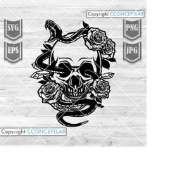 floral skull snake svg | floral snake svg | snake skull svg | floral skull svg | skull snake clipart | skull snake cutfi