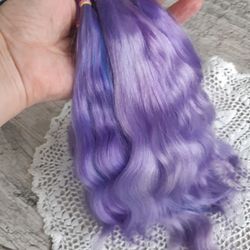 Mohair Doll hair purple color Hair for wig Angora goat dyed extra long locks wig doll