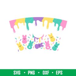 easter donut drip full wrap, easter donut drip full wrap svg, starbucks svg, coffee ring svg, cold cup svg, png, dxf, ep