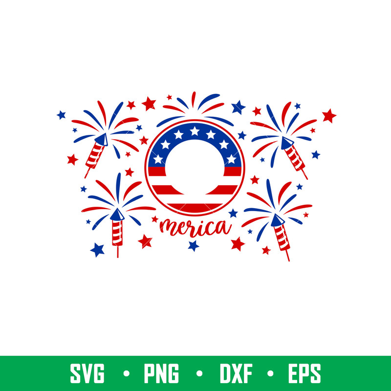 Fireworks American Flag Full Wrap, Fireworks American Flag Full Wrap Svg, Starbucks Svg, Coffee Ring Svg, Cold Cup Svg,png,dxf,eps file.jpeg