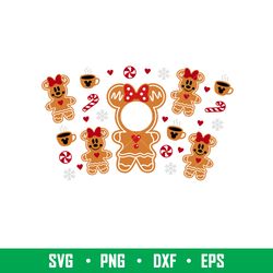 gingerbread girl, gingerbread minnie mouse full wrap svg, starbucks svg, coffee ring svg, cold cup svg,eps,dxf,png file