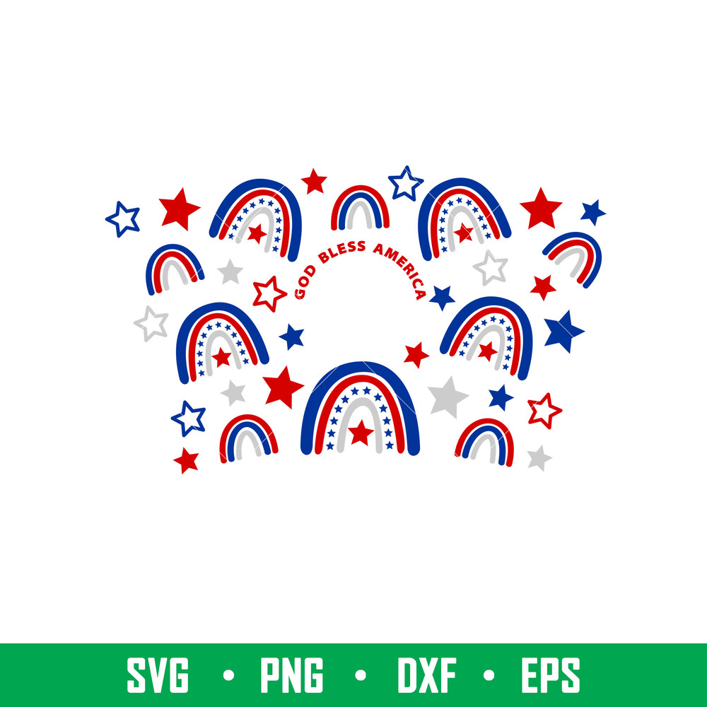 God Bless America Rainbows Full Wrap, God Bless America Rainbows Full Wrap Svg, Starbucks Svg, Coffee Ring Svg, Cold Cup Svg,png,dxf,eps file.jpeg