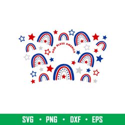 god bless america rainbows full wrap, god bless america rainbows full wrap svg, starbucks svg, coffee ring svg, cold cup