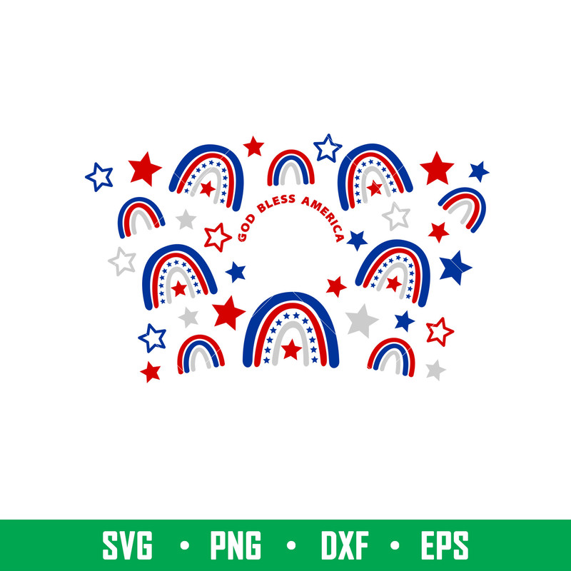 God Bless America Rainbows Full Wrap, God Bless America Rainbows Full Wrap Svg, Starbucks Svg, Coffee Ring Svg, Cold Cup Svg,png,dxf,eps file.jpeg