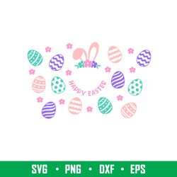 happy easter bunny full wrap, happy easter bunny full wrap svg, starbucks svg, coffee ring svg, cold cup svg, png,dxf,ep