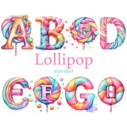 Lollipop Alphabet | Pastel Clipart Bundle