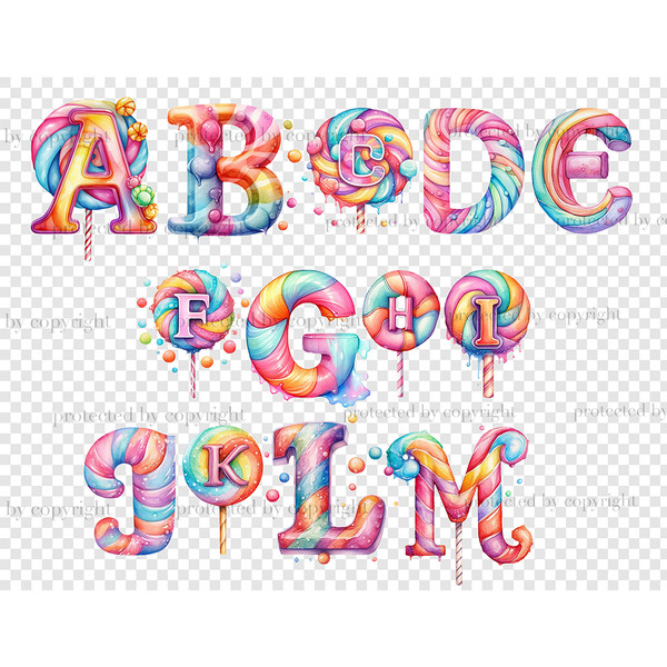Lollipop Alphabet, Pastel Clipart Bundle, GlamArtZhanna, Cute Lollipop Clipart, Letters Alphabet Collection, Candy PNG Collection, Alphabet PNG Set, Pink Alphab