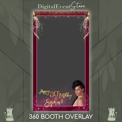 360 overlay birthday videobooth 360 gold champagne photobooth 360 overlay pink burgundy bday selfi 360 custom template