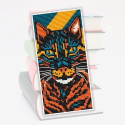 cat bookmark cross stitch pattern, counted cross stitch, bookmark embroidery, modern cross stitch  pattern