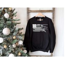 hunting sweatshirt, fishing sweatshirt, hunting usa flag sweatshirt, gift for hunter | fisherman