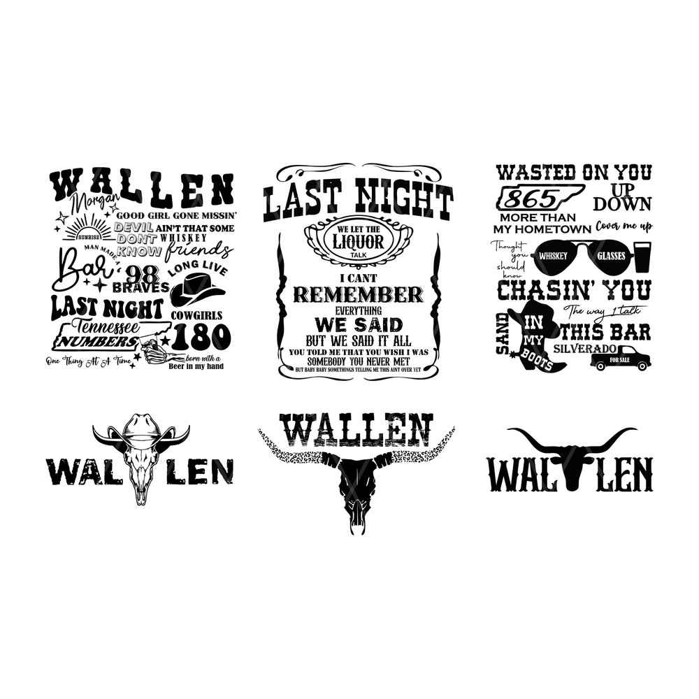 Bundle Retro Wallen Bull Skull PNG, Country Western Png Digital Download, Cowboy Design, Western Cowboy, Wallen PNG File Download - 1.jpg