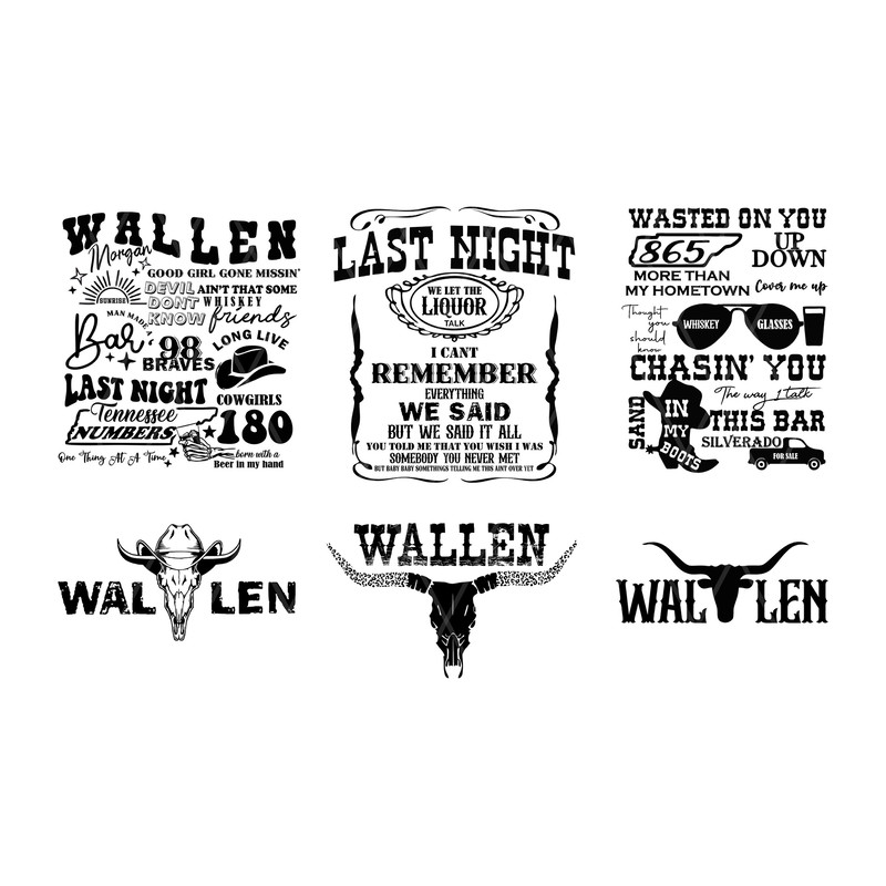 Bundle Retro Wallen Bull Skull PNG, Country Western Png Digital Download, Cowboy Design, Western Cowboy, Wallen PNG File Download - 1.jpg
