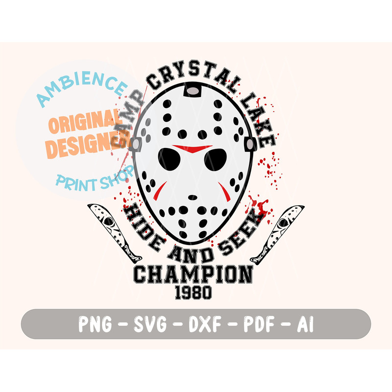Camp Crystal Lake svg, Camp Crystal Lake, Friday the 13th, Jason Vorhees, Horror svg, Halloween svg, Hockey Mask svg, Creepy svg, Halloween - 1.jpg