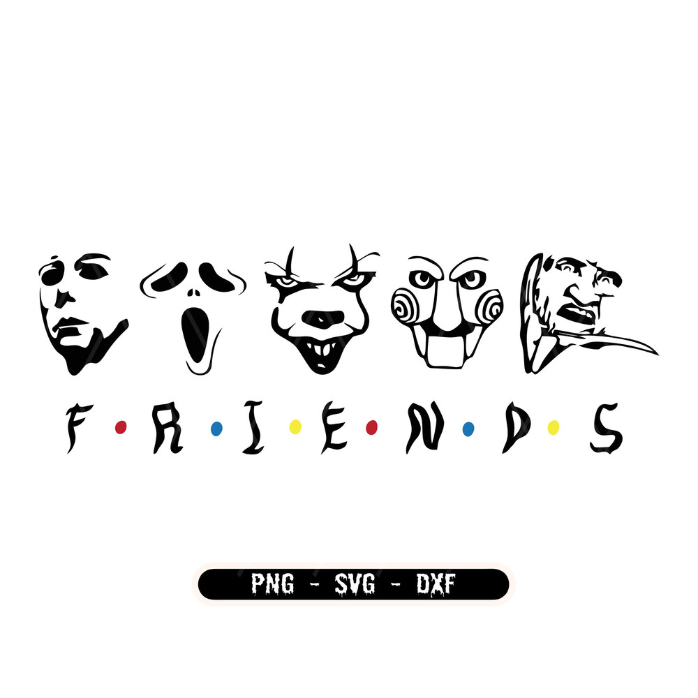 Friends Horror Character svg, Horror svg, Horror friends svg, Halloween svg, Cricut cut files, Instant download, Png, Svg, Dxf - 1.jpg