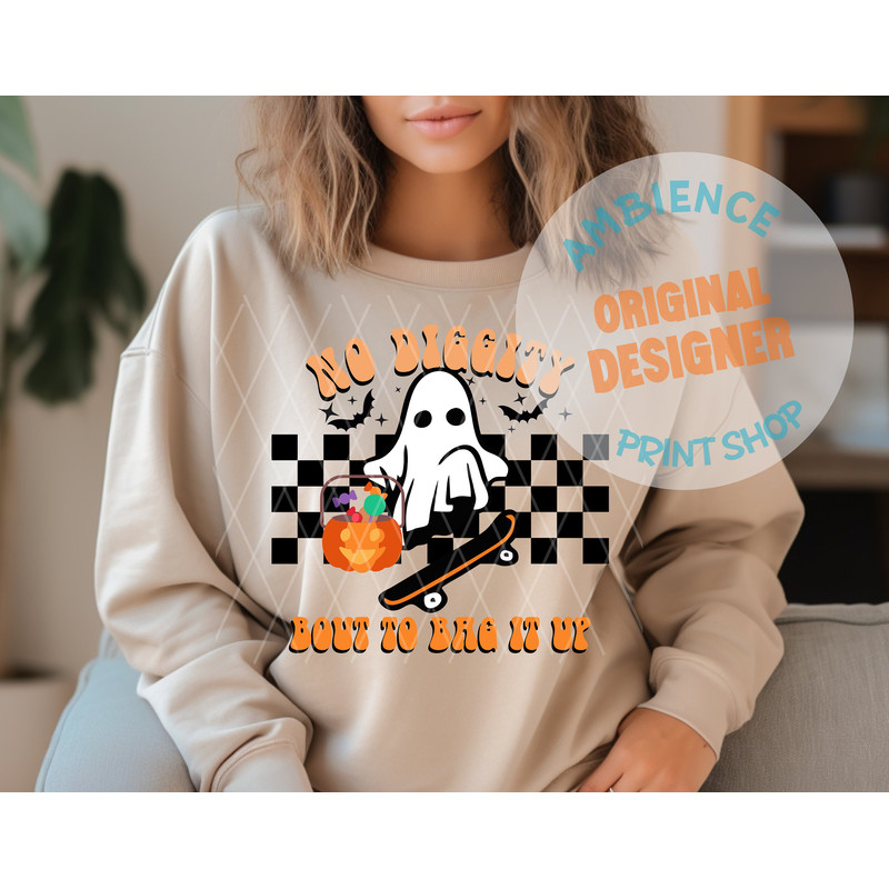 No Diggity Bout To Bag It Up png, Cool Ghost png, Retro Ghost png, Retro Halloween Design, Spooky Halloween Shirt Sublimation, - 2.jpg