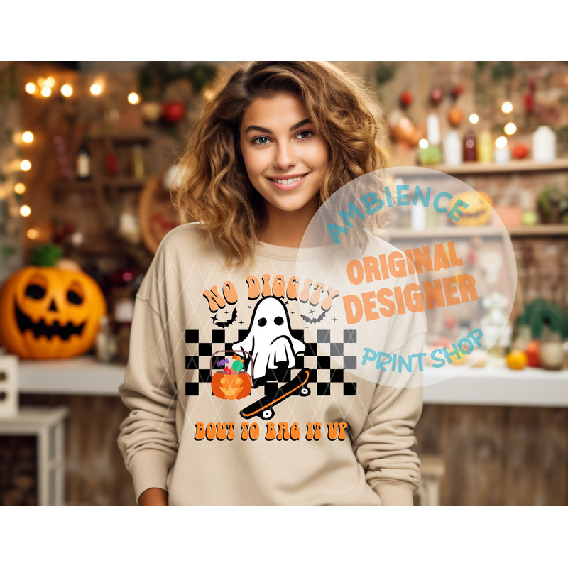 No Diggity Bout To Bag It Up png, Cool Ghost png, Retro Ghost png, Retro Halloween Design, Spooky Halloween Shirt Sublimation, - 3.jpg