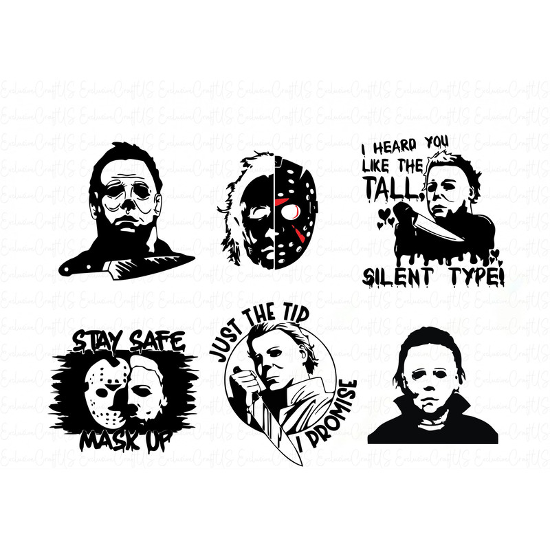 Psycho Bunch Horror characters SVG cut file Cheap SVG Halloween Scary movies Horror movie Psycho Bunch Png, Svg, Dxf - 1.jpg