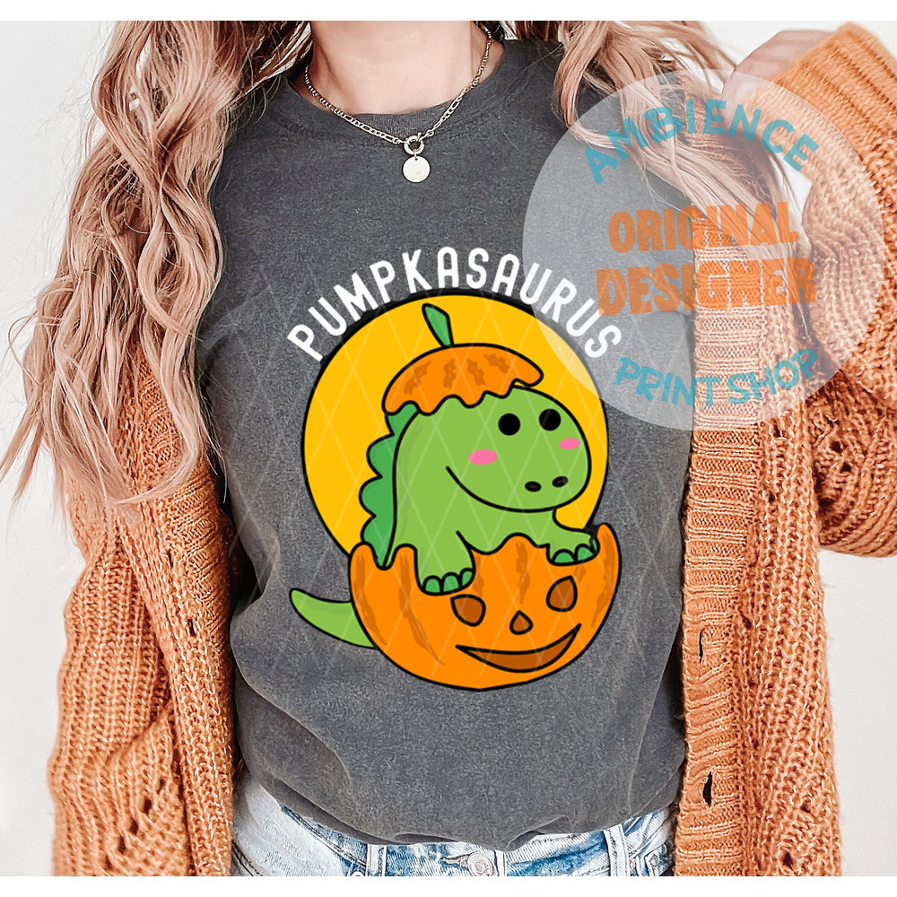 Pumpkasaurus Halloween Png, Dinosaur Pumkin Svg, Halloween Dinosaur Svg, Funny T-Rex with Pumpkin Svg Dxf Png Files for Silhouette Cricut - 1.jpg