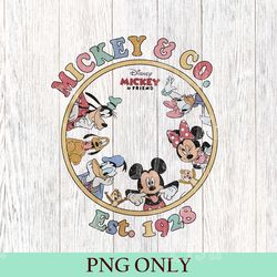 retro mickey & co 1928 png, retro disney png, retro mickey and co, disneyworld 2023 png,family mickey and friends png