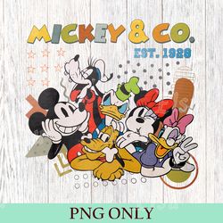 funny mickey & co est 1928 png, retro disney png, disneyland png, disney family matching png, mickey and friends
