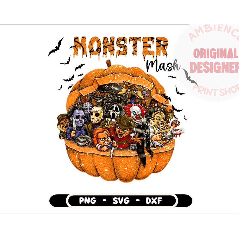 Vintage Monster Mash Halloween Transparent PNG Digital Download for Sublimation, Perfect for Sublimation, Transfers, etc - 3.jpg