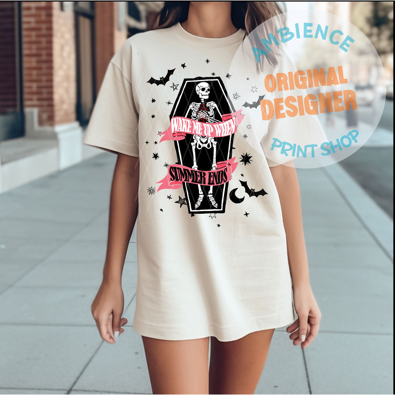 Wake Me Up When Summer Ends PNG-Halloween Sublimation Digital Design Download-skeleton png, coffin png, spooky png, black and grey halloween - 3.jpg
