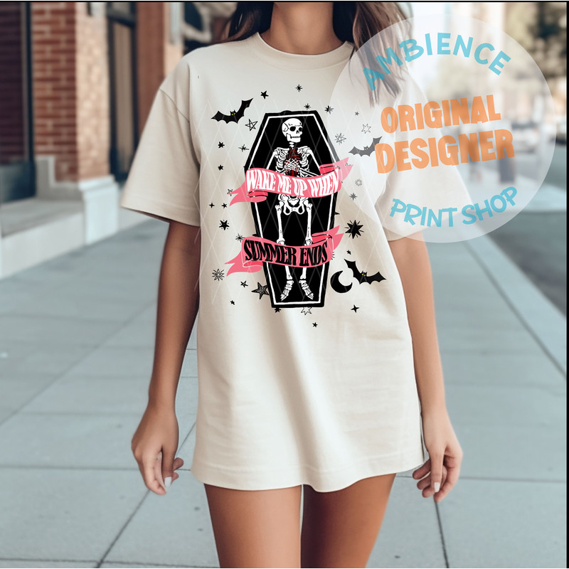 Wake Me Up When Summer Ends PNG-Halloween Sublimation Digital Design Download-skeleton png, coffin png, spooky png, black and grey halloween - 3.jpg