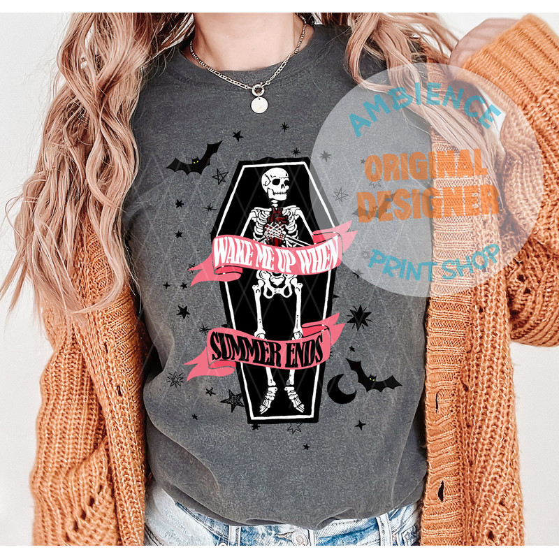 Wake Me Up When Summer Ends PNG-Halloween Sublimation Digital Design Download-skeleton png, coffin png, spooky png, black and grey halloween - 4.jpg