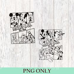 vintage mickey & co 1928 png, retro mickey and friends png, magic kingdom png, disneyworld png, disneyland trip 2023 png