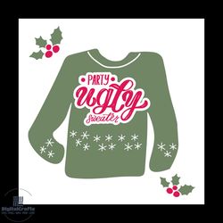 pretty ugly sweater svg, christmas svg, sweater svg, holly svg