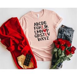 love alphabet shirt, love language shirt, i love you shirt, heart shirt, couple matching shirt, happy valentines day. va