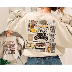 combs bullhead sweatshirt two side print, country music sweatshirt, luke combs world tour 2023, cowboy combs, luke combs