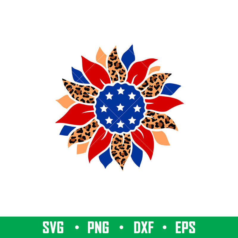 4th Of July Leopard Sunflower, Sunflower American Flag Leopard PNG, 4th Of July Svg, Patriotic Svg, America Svg, Eps, Png, Dxf File.jpeg
