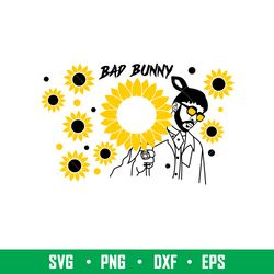 bad bunny and sunflower full wrap, bad bunny and sunflower full wrap svg, starbucks svg, coffee ring svg, cold cup svg,