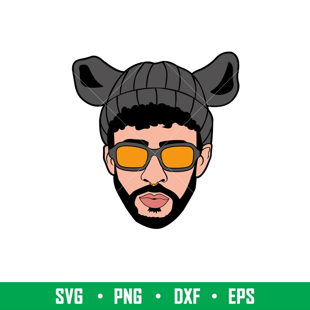 Bad Bunny Beanie, Bad Bunny Beanie Svg, Yo Perreo Sola Svg, Bad bunny logo Svg, El Conejo Malo Svg, png, eps, dxf file.jpeg