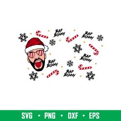 bad bunny christmas full wrap, bad bunny christmas full wrap svg, starbucks svg, coffee ring svg, cold cup svg, png, dxf