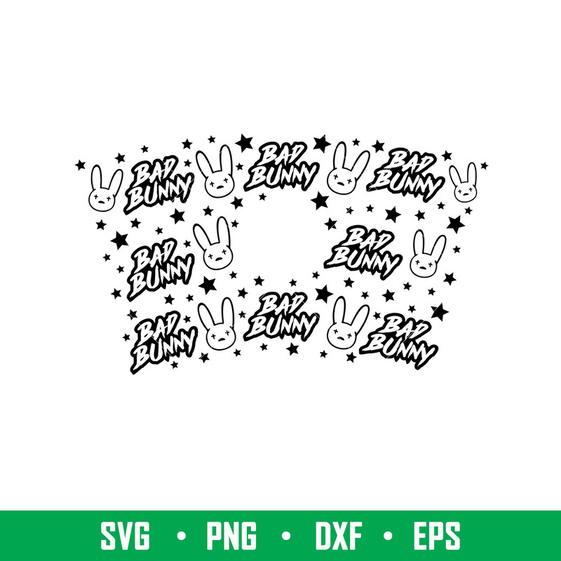 Bad Bunny Full Wrap, Bad Bunny Full Wrap Starbucks Cup SVG, Bad Bunny Logo Starbucks Svg, eps, png, dxf file.jpeg