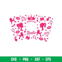 barbie princess full wrap, barbie princess full wrap svg, starbucks svg, coffee ring svg, cold cup svg, png, eps, dxf fi