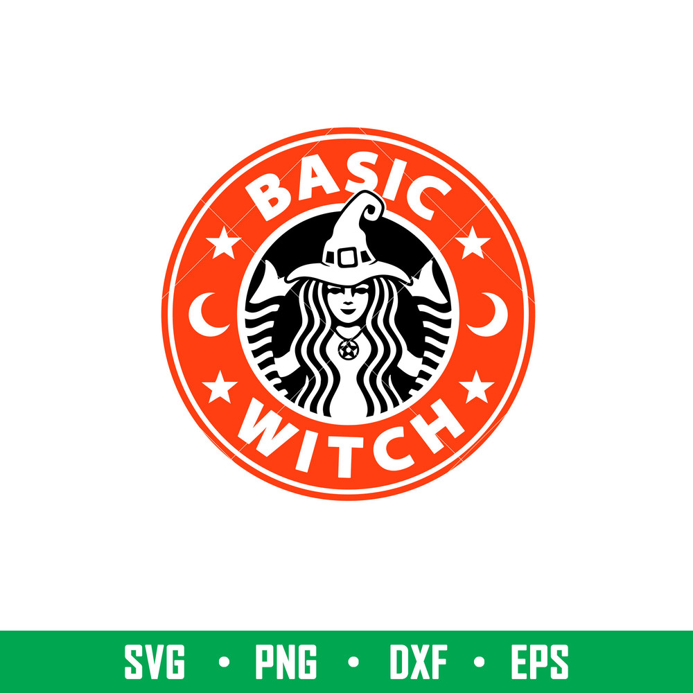 Basic Witch, Basic Witch Svg, Halloween Svg, Starbucks Coffee ring Svg, Witch Svg, png, eps, dxf file.jpeg
